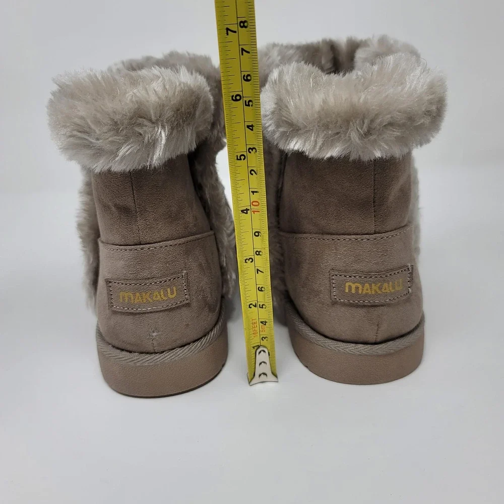 Makalu YADRA‎ Taupe Brown Faux Fur Lined Winter Ankle Boots Booties Women's Sz 8 - Picture 5 of 12